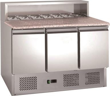 EURO SH903 3 door prep counter with granite top