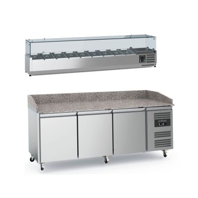 EcoFrost 3 Door pizza counter with toppings unit